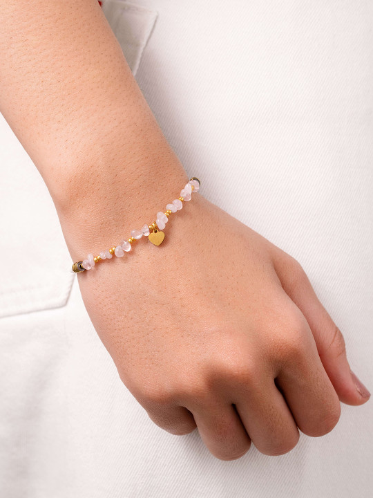 QUERALT Women Brass Crystals Gold-Plated Link Bracelet