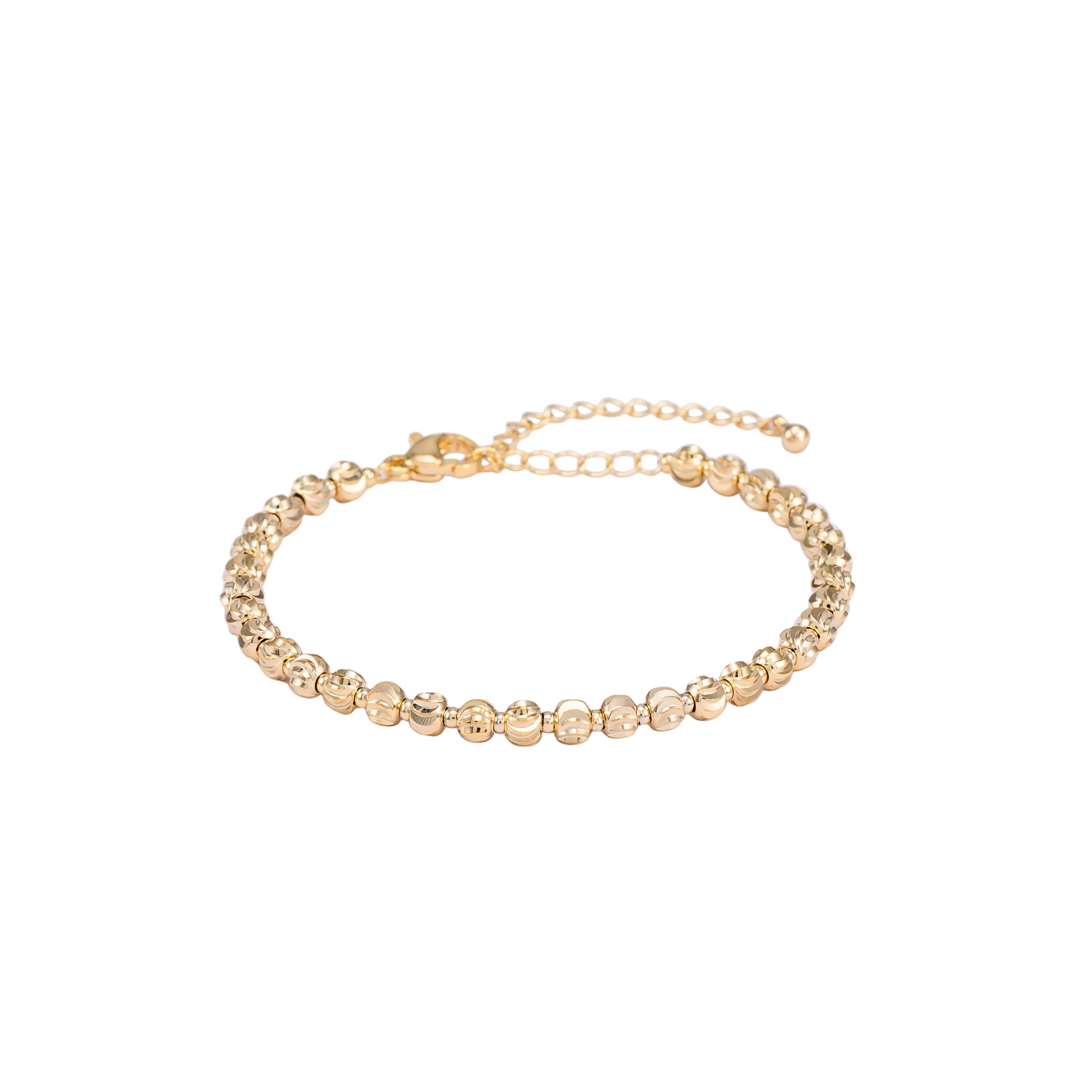 Premium Brass Laser-Cut Metallic Beads Bracelet for Women - Adjustable Gold Tone Minimalist Matar Mala Charm Bracelet Elegant Daily Wear Jewelry
