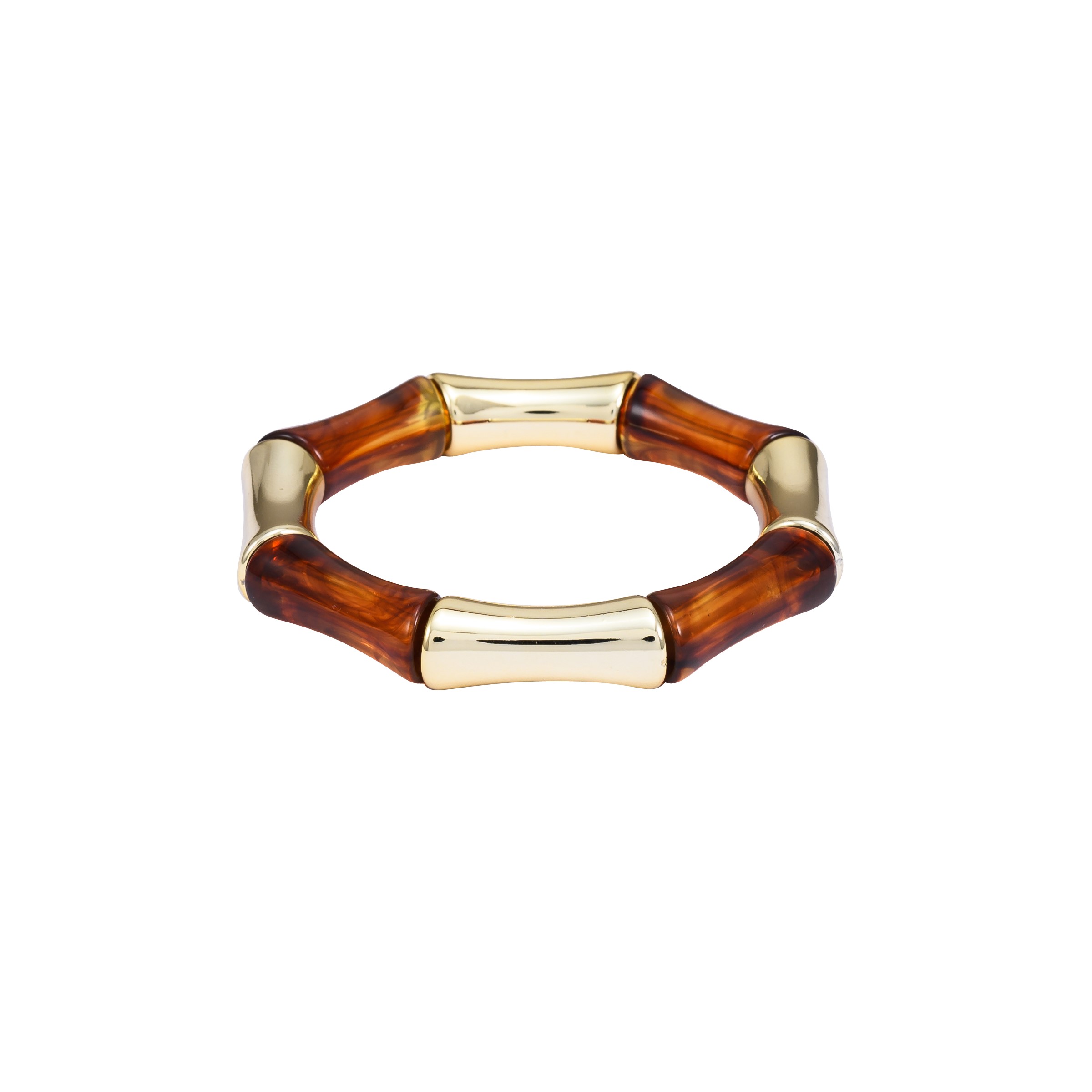 Premium Geometric Resin Bamboo Bar Stretch Bracelet for Women - Elegant Lightweight Stackable Bangle Kada