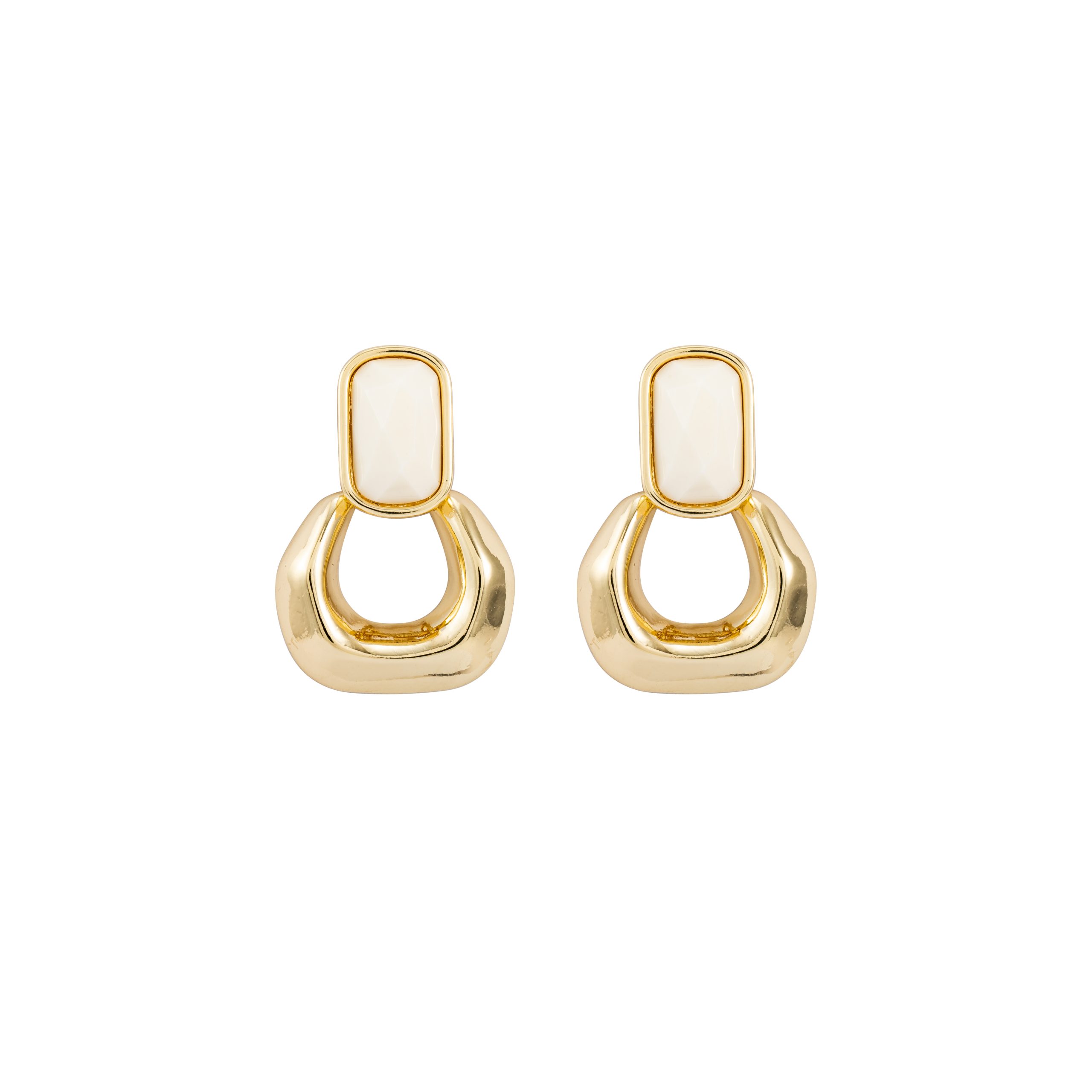 Premium Gold Tone Geometric Drop Statement Earrings for Women - Elegant Minimalist Chunky Hollow Loop Dangle Earrings Modern Daily Office Wear Jewelry
