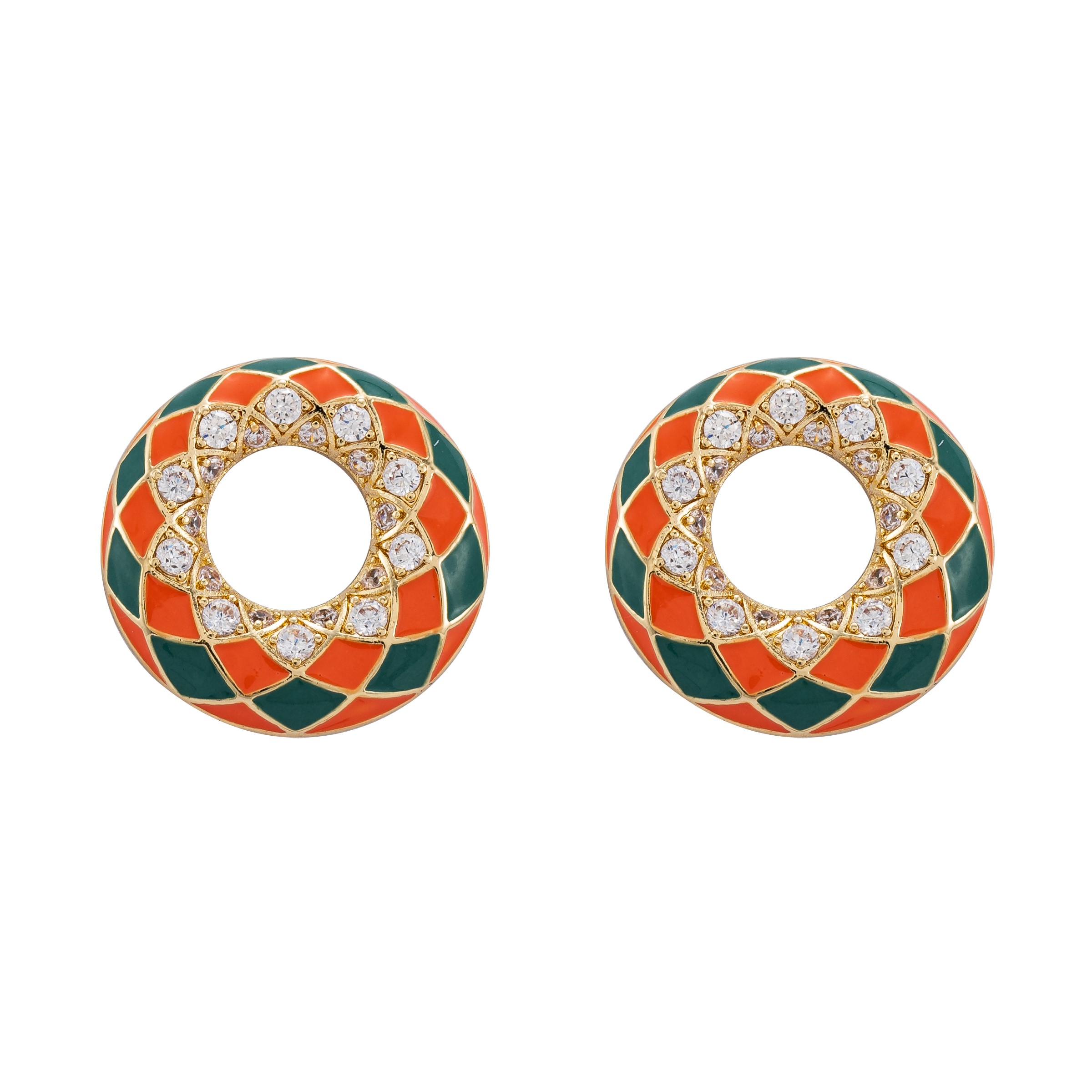 Geometric Harlequin Enamel Studs