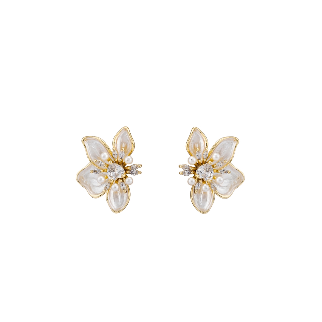 Ivory Flora Enamel Studs