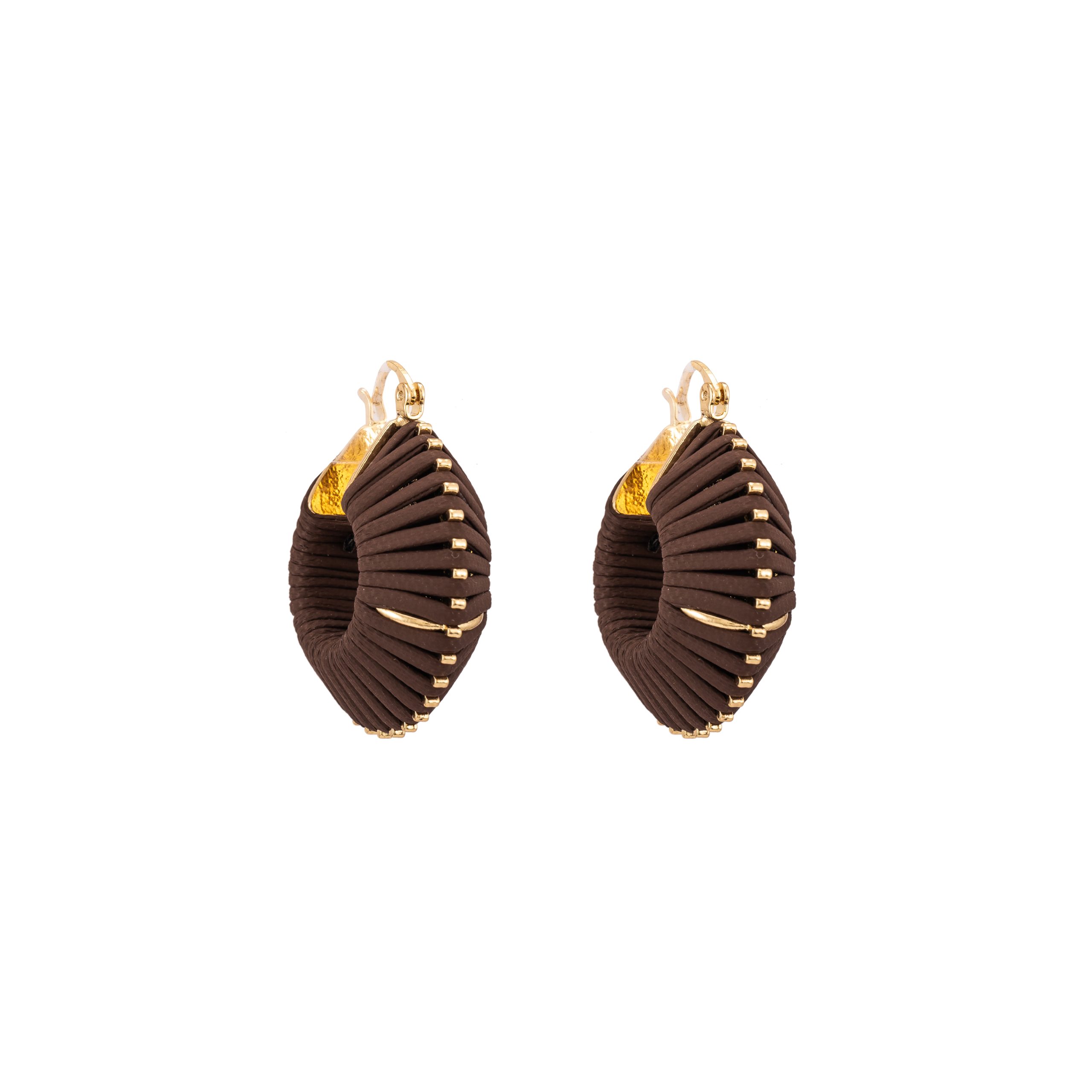 Ribbed Leather Hoop Earrings